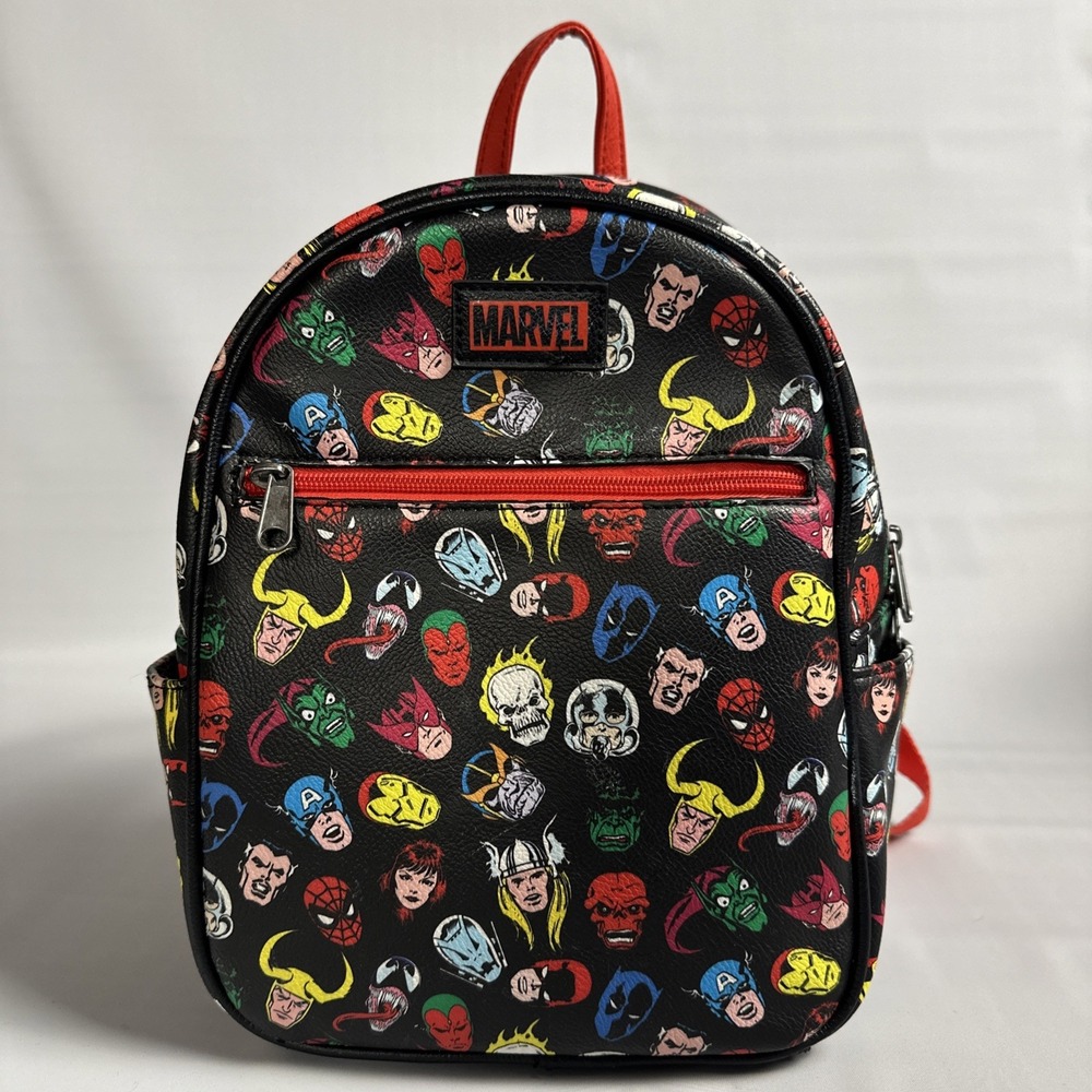 Loungefly Marvel 80th Anniversary Mini Backpack Comic Character Faces Bag Heros